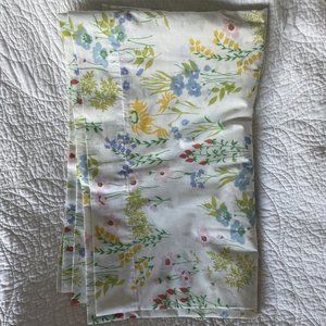 Vintage JP Steven’sNo Iron Percale Double Flat Sheet Light Floral Crisp Vibrant